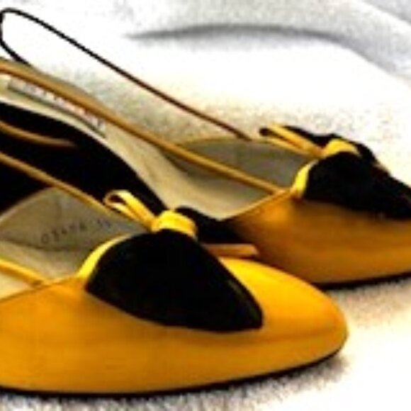 Vintage STUART Stuart Wiseman leather sling back wedges NWOT Size 8-1/2 +/- - Picture 3 of 11